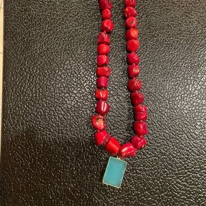 Coral and chalcedony necklace